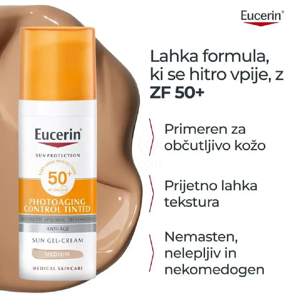 Eucerin Sun Photoaging Control, fluid za obraz v odtenku Medium - ZF50+ (50 ml)